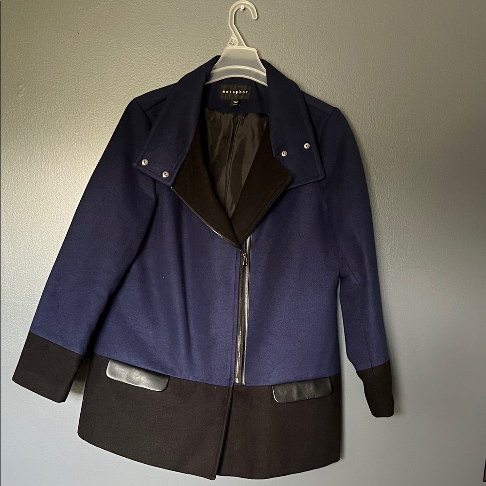 Metaphor Navy and Black Colorblock Women’s Pea Coat Size XL